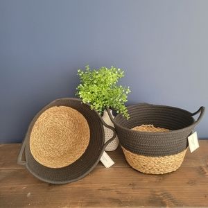 NWT, Black rope & Wicker baskets